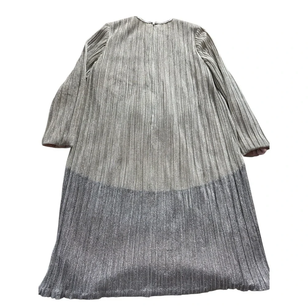 80s Vintage Morton Myles‎ For The Warrens Sz 10 Silver Lame Dress USA EUC - Picture 10 of 16
